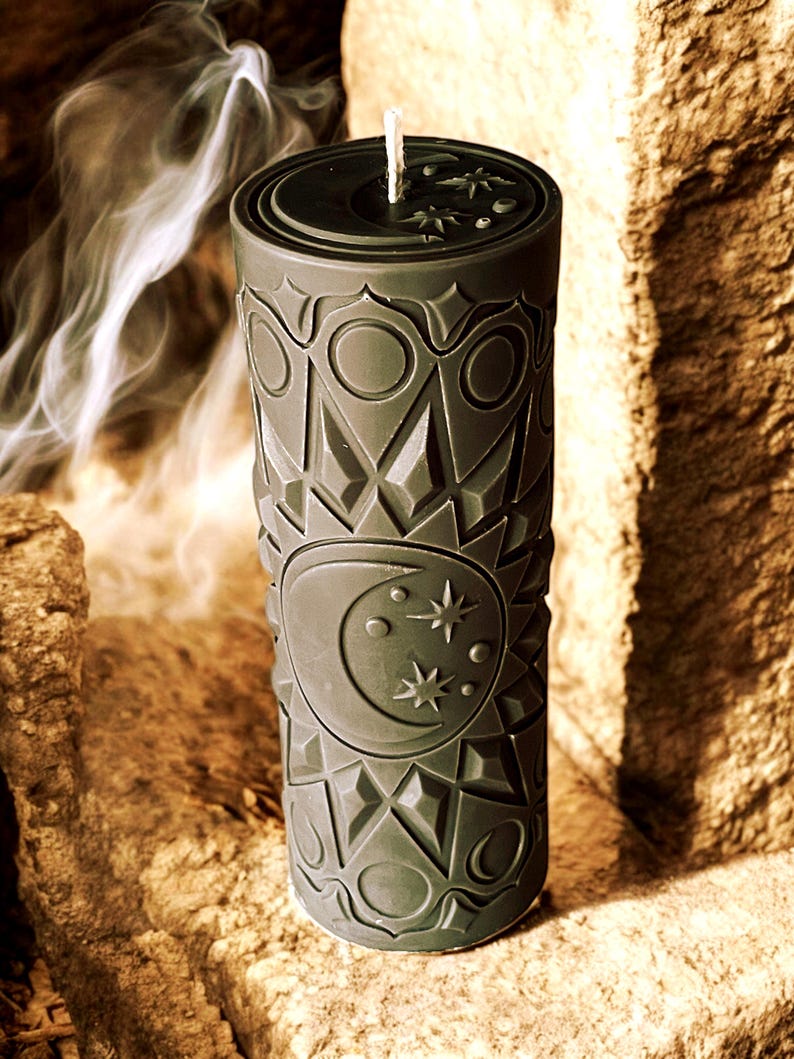 Harvest Equinox Candle | Celestial Balance | Faerie Blush Pink Or Custom Fragrance And Colour | Mabon Sun & Moon Cycle | Free UK Delivery