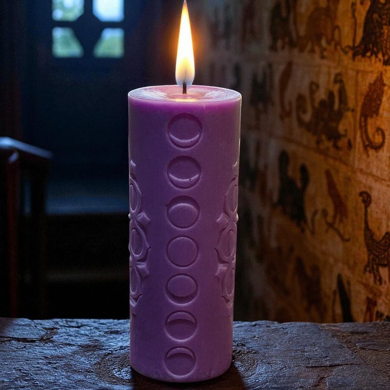 Harvest Equinox Candle | Celestial Balance | Faerie Blush Pink Or Custom Fragrance And Colour | Mabon Sun & Moon Cycle | Free UK Delivery