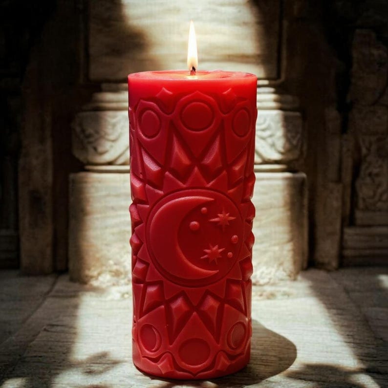 Harvest Equinox Candle | Celestial Balance | Faerie Blush Pink Or Custom Fragrance And Colour | Mabon Sun & Moon Cycle | Free UK Delivery