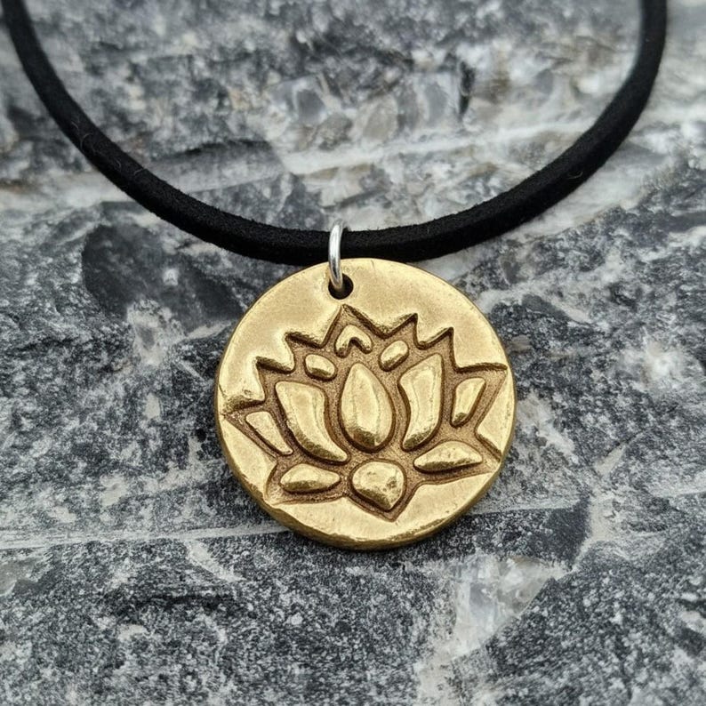 Lotus 2.2cm Pendant – Handmade Botanical Flower Necklace, Sterling Silver, Copper Or Bronze Spiritual Jewellery Gift