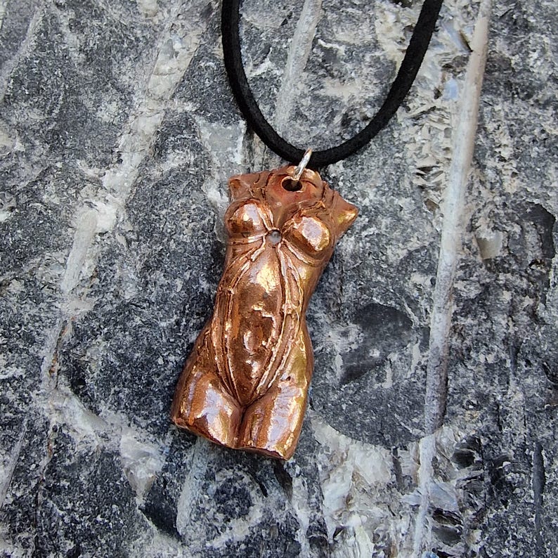 Shibari Goddess Copper Pendant – Handmade Necklace with Sterling Silver, Sensual Jewellery