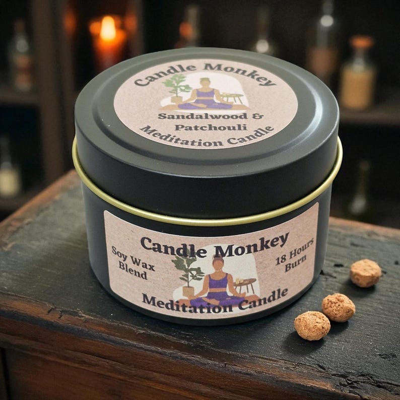 The Meditation Candle– Sandalwood and Patchouli Essential Oils and Crystals. Free UK Post