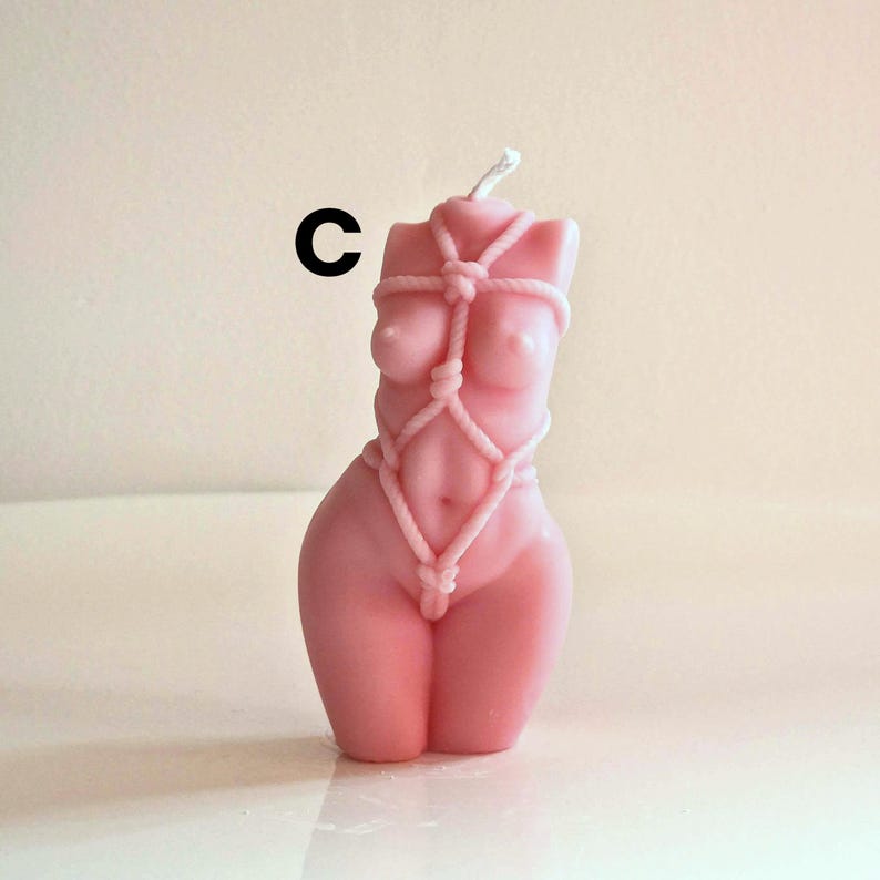 Shibari Bondage God/Goddess Pink Candle Choice Of Fragrance Handmade in Leicestershire Free UK Post