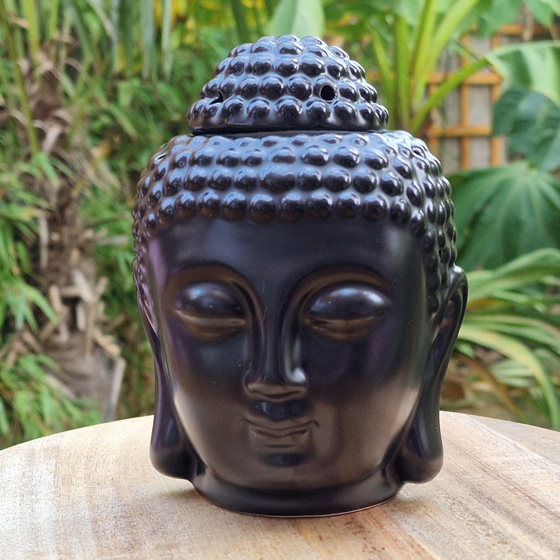 Black Buddha Wax Melter with Lid – Zen Wax Burner & Meditation Décor Free UK Delivery
