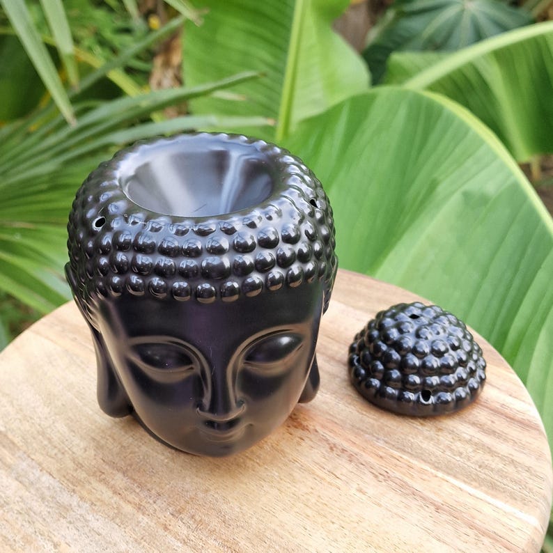 Black Buddha Wax Melter with Lid – Zen Wax Burner & Meditation Décor Free UK Delivery