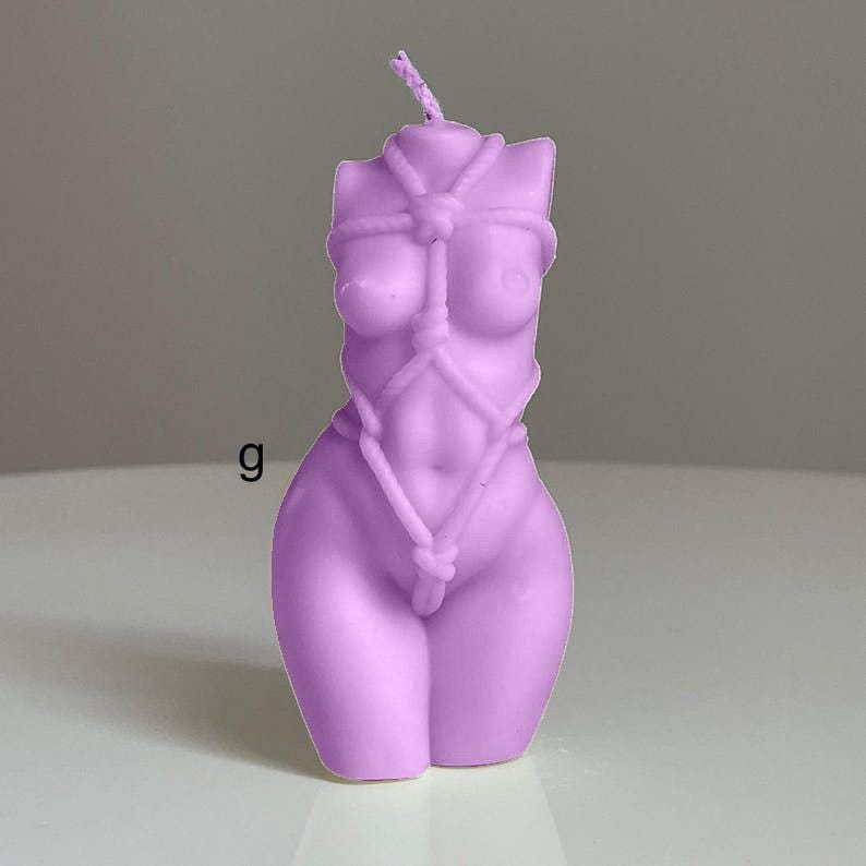 Handmade Lilac Shibari God / Goddess Candle | Sensual Bondage Sculpture | Pick Your Scent | Witchy Décor | Free UK Delivery
