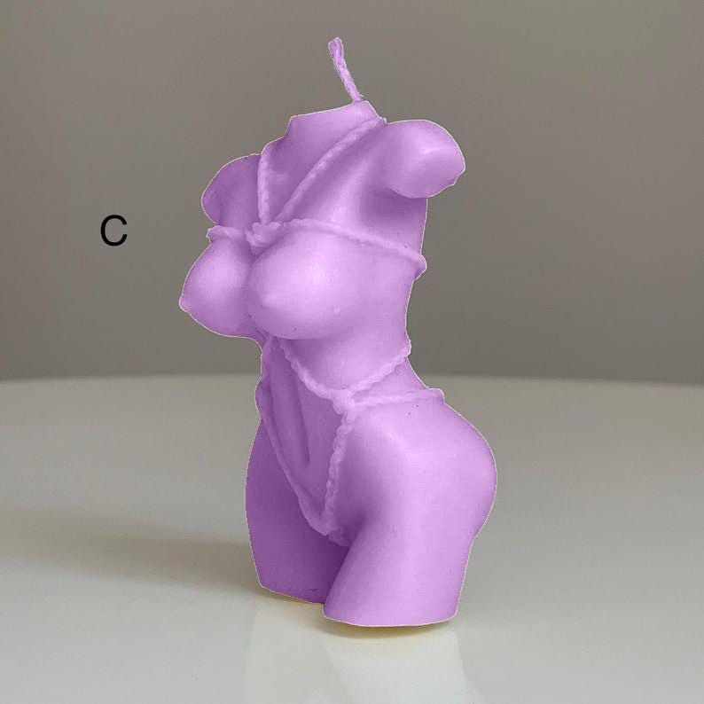 Handmade Lilac Shibari God / Goddess Candle | Sensual Bondage Sculpture | Pick Your Scent | Witchy Décor | Free UK Delivery