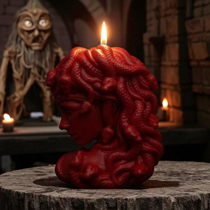 The Vampire's Castle Gothic Candles Collection- Veiled Lady Sculpture, Medusa, Bride of Death, Hollow Monk, Spectre, Handmade, Free UK Post