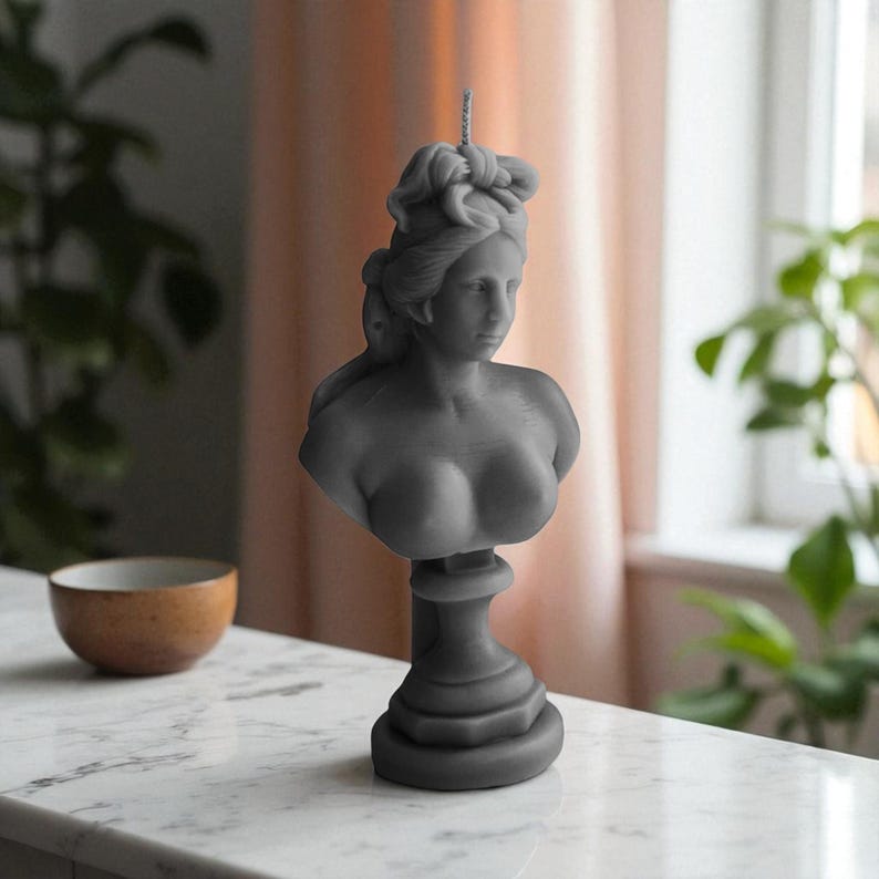 Ancient Mythology Art Candles In Neutral Grey : Venus, Aphrodite, Artichoke, Adonis, David Sculptures Custom Scent | Handmade Soy Wax Blend