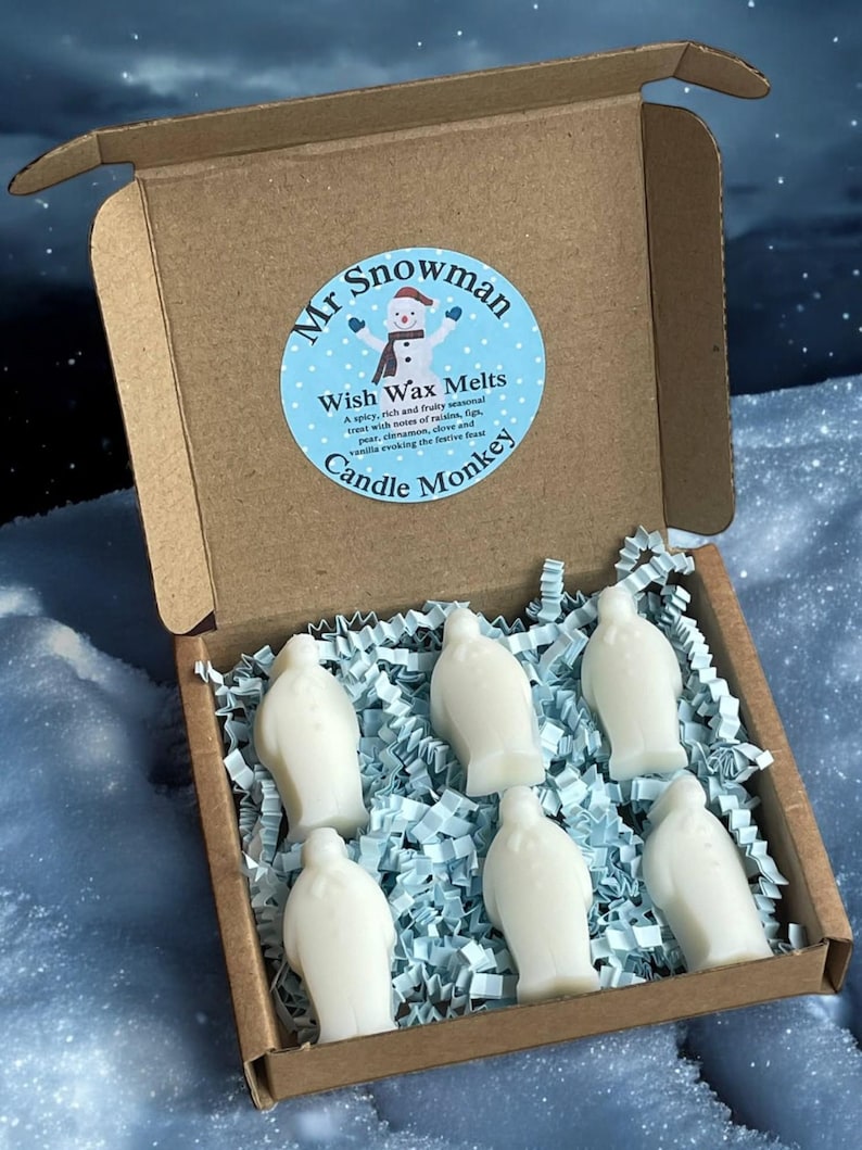 Homemade Mr Snowman Christmas 6 Wax Melts Set in Gift Box Free uk Post