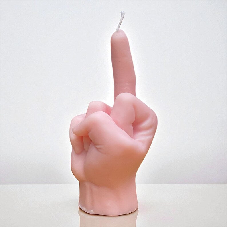 Middle Finger Candle – Funny Rude Swear Gift –Cheeky Home Décor – Novelty Adult Humour Present | Custom Fragrance & Colour | Free UK Post