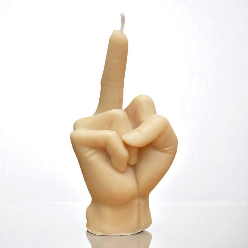 Middle Finger Candle – Funny Rude Swear Gift –Cheeky Home Décor – Novelty Adult Humour Present | Custom Fragrance & Colour | Free UK Post