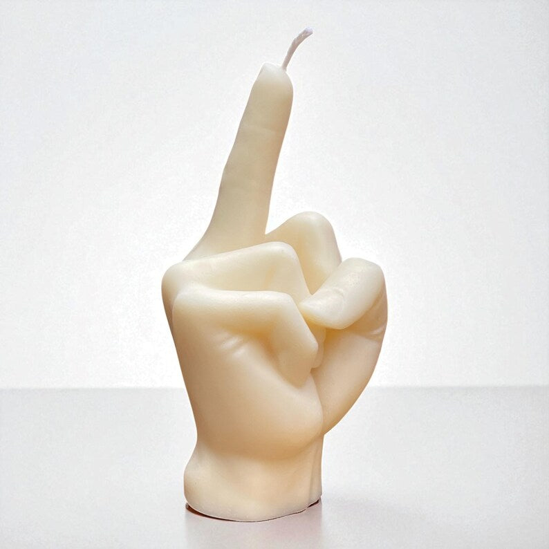 Middle Finger Candle – Funny Rude Swear Gift –Cheeky Home Décor – Novelty Adult Humour Present | Custom Fragrance & Colour | Free UK Post