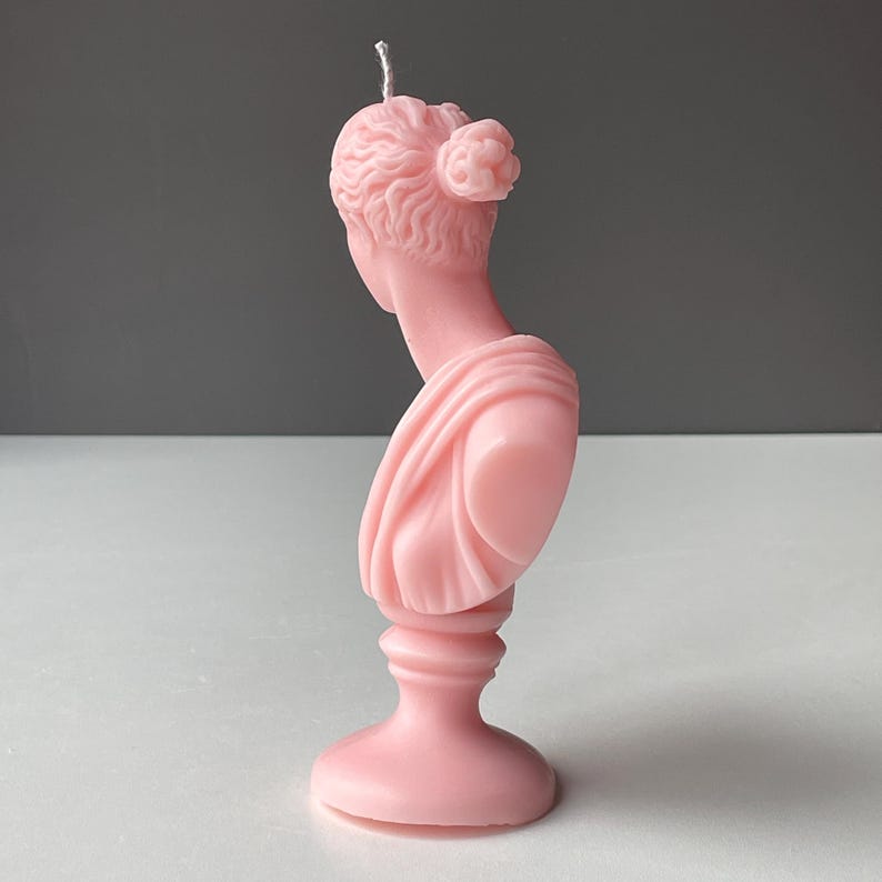 Artemis Candle Medium Bust on Plinth Goddess of Hunt, Moon And Wilderness, Handmade Soy Wax, Mythical Decor | Free UK Post