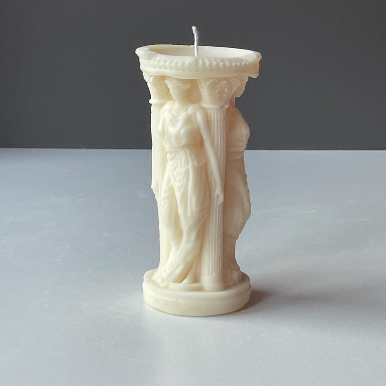 Athenian Grace Soy Candle Caryatid Column Handmade in Leicestershire