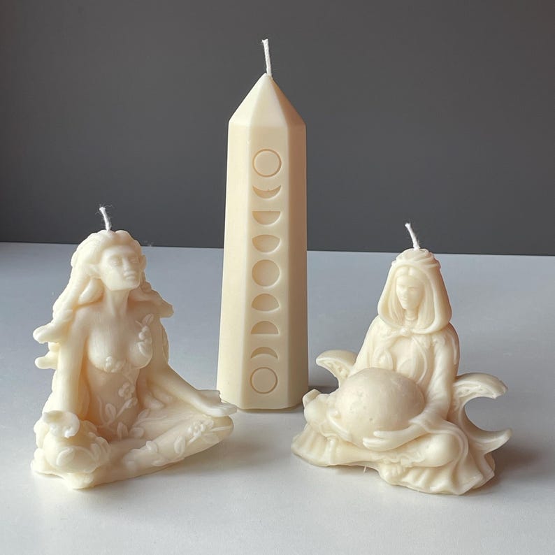 Celestial Prism Candle – Moon Phases Autumn Equinox Candle, Ambient Glow for Home. Handmade in Leicestershire