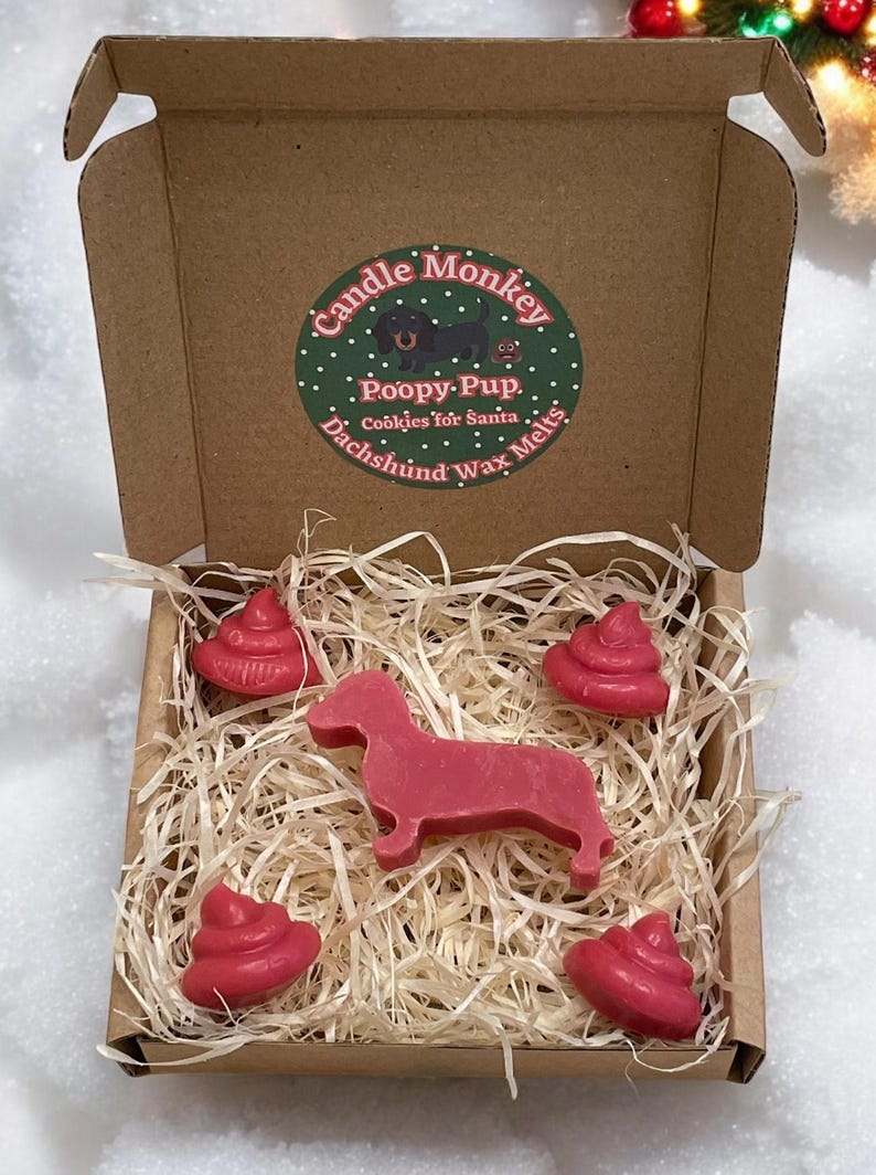 Poopy Pups - Winter Wax Melts Collection Festive Christmas Dachshunds Fragrances in Gift Box Free UK Post