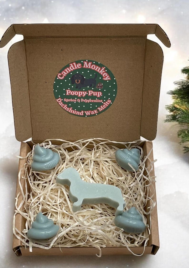 Poopy Pups - Winter Wax Melts Collection Festive Christmas Dachshunds Fragrances in Gift Box Free UK Post