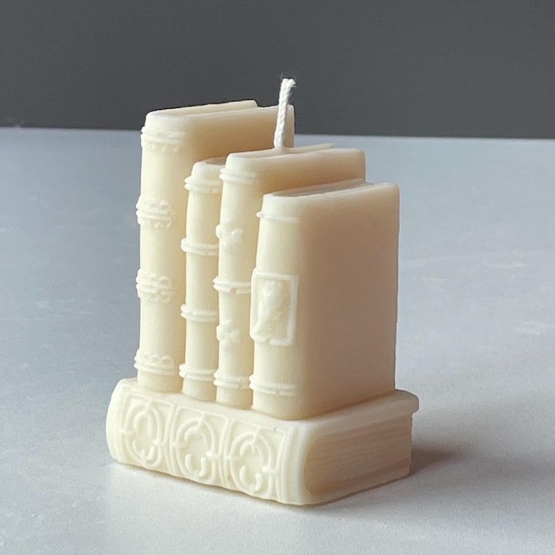 Mini Book Stack Candle | Literary Décor | Wax Sculpture Handmade in Leicestershire Free Post To UK