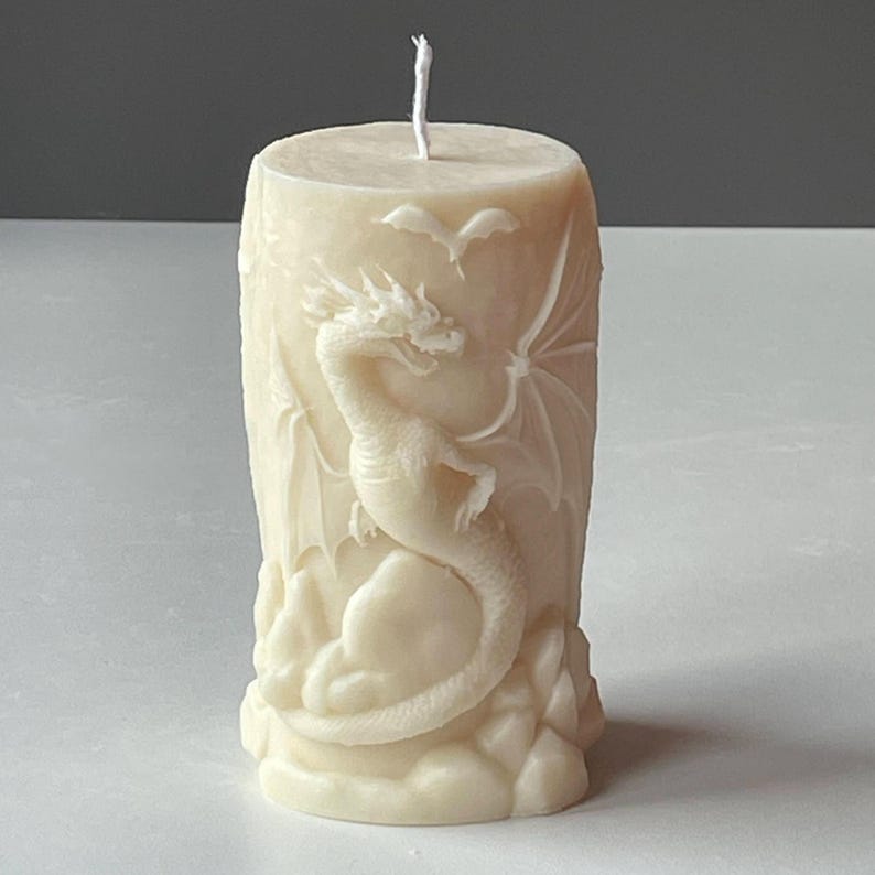 Mythical Dragon Guardian Candle, Relief Soy Wax, Handmade in Leicestershire