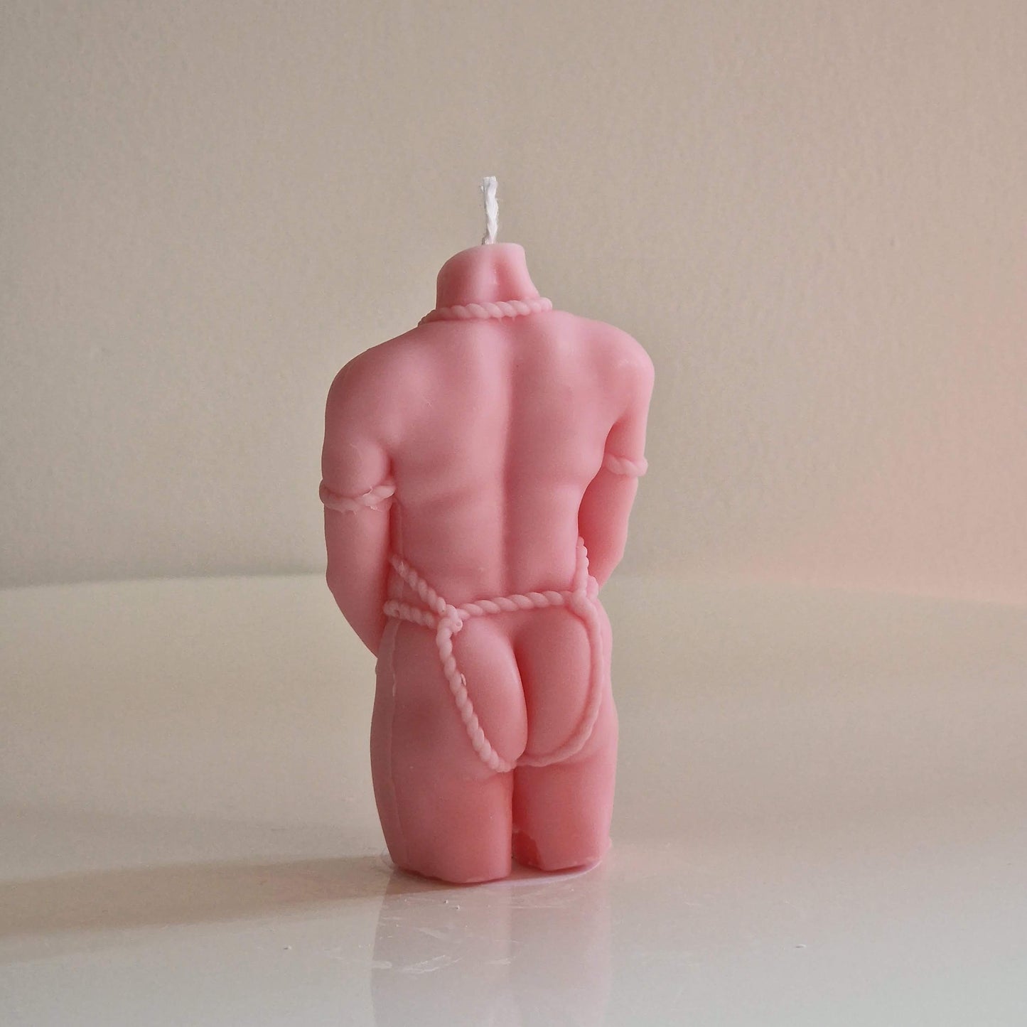 Hot Pink Shibari God Bondage Man Hand Crafted Male Candle: 100 Scents, Soy Blend, Natural Wick, Eco Packaging