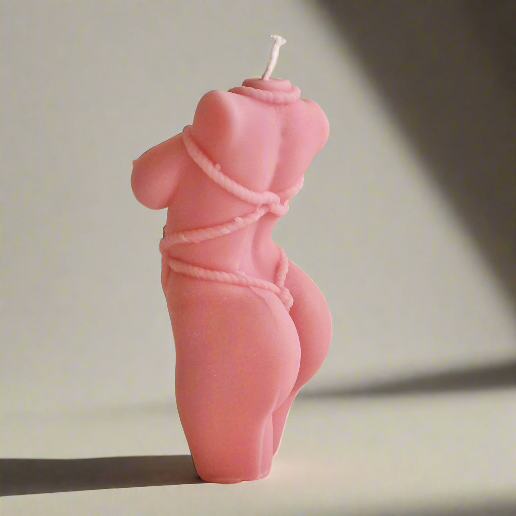 Hand Made Pink Body Curvy Shibari Goddess Sculpture legs Shapely Woman Shibari Romantic Candle Over 100 Fragrances Free UK Post