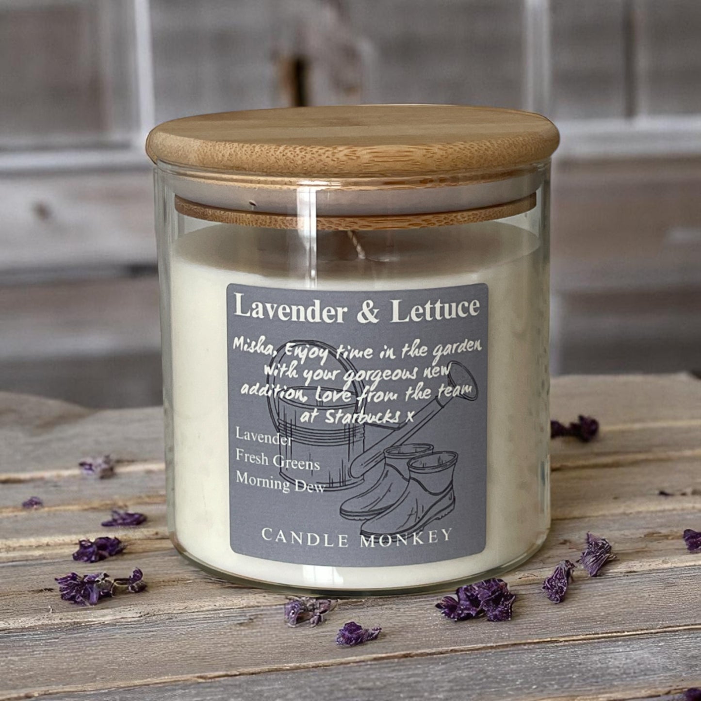 Gardeners Allotment Gift | Personalised Candle Shed Some Light | Old Thymer | Glow Wild | Lavender and Lettuce 40-Hour | 475g