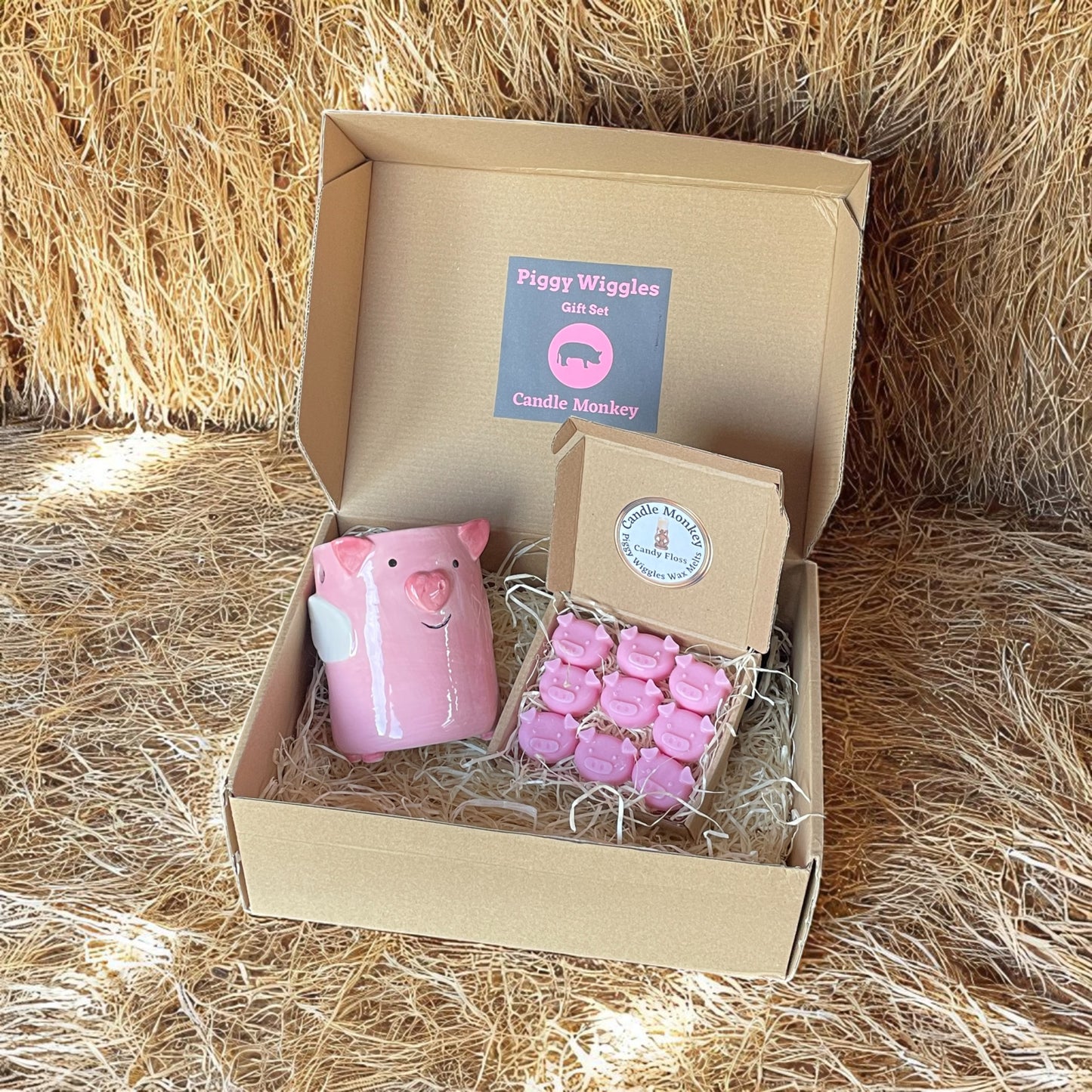 Pig Lover's Gift Set Piggy Wiggle Wax Melt Burner Wax Melts & Socks Birthday Hamper Free UK Post
