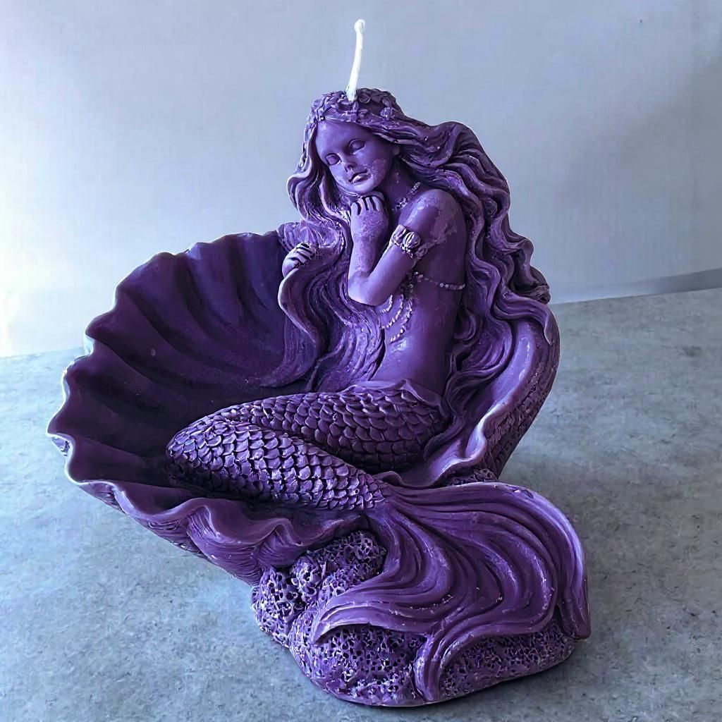 Mermaidcore Bespoke Stunning Mermaid In Scallop Shell Candle Made To Order In Choice of Colour & Fragrance or Essential Oils Free UK Post