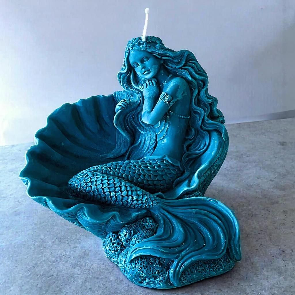 Mermaidcore Bespoke Stunning Mermaid In Scallop Shell Candle Made To Order In Choice of Colour & Fragrance or Essential Oils Free UK Post