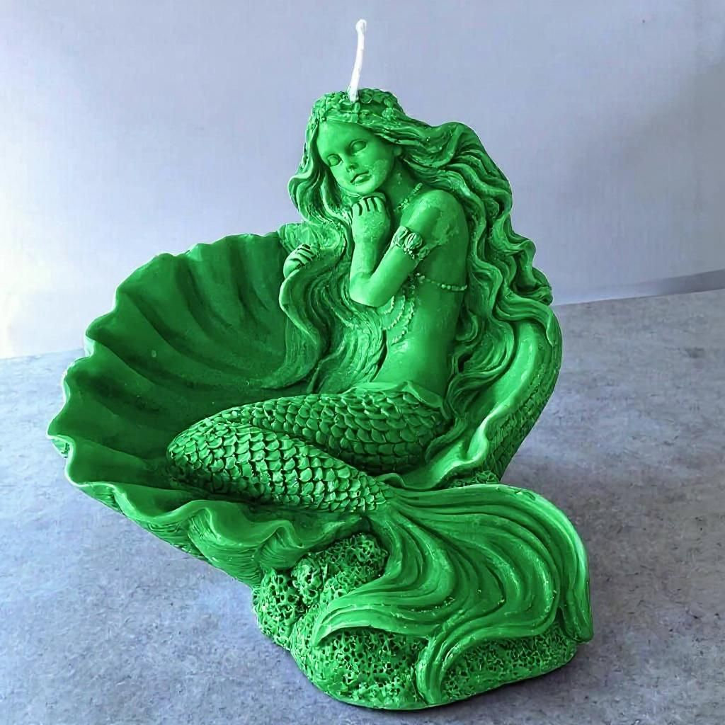 Mermaidcore Bespoke Stunning Mermaid In Scallop Shell Candle Made To Order In Choice of Colour & Fragrance or Essential Oils Free UK Post