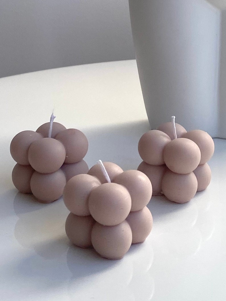 Set Of 3 Mini Bubble Cube Candles – Handmade Soy Wax, Your Choice of Colour & Scent, Free UK Post