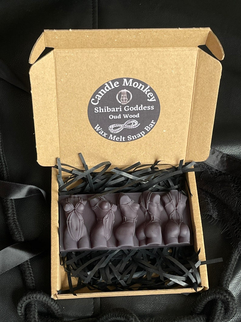 Shibari Goddess Sexy Bondage Soy Blend Black Wax Melt Snap Bar Eco Packaging Gift 100 Fragrances Set Free UK Post