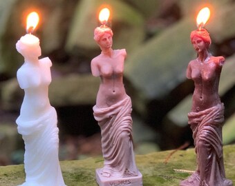 Pastel Pink Venus De Milo Roman Goddess Hand Crafted Candle: 100 Scents, Soy Blend, Natural Cotton Wick. Free UK Postage.