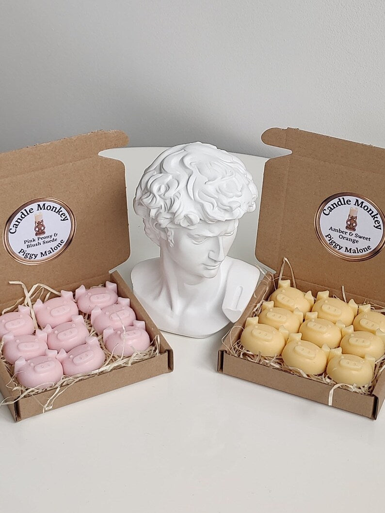 Piggy Malone 9 Wax Melts Pigs Pomegranate Noir, Orange Blossom, Pear & Freesia, Wild Fig Cassis, Red Roses Free UK Post