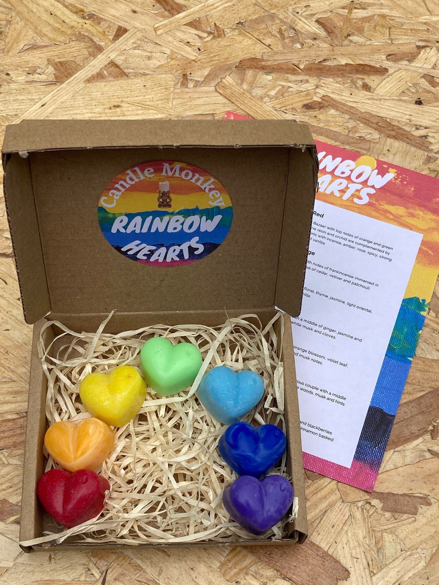 Rainbow Hearts 7 Colour Rainbow LGBTQIA+ Highly Scented 7 Fragrances Wax Melts Box Free UK Post