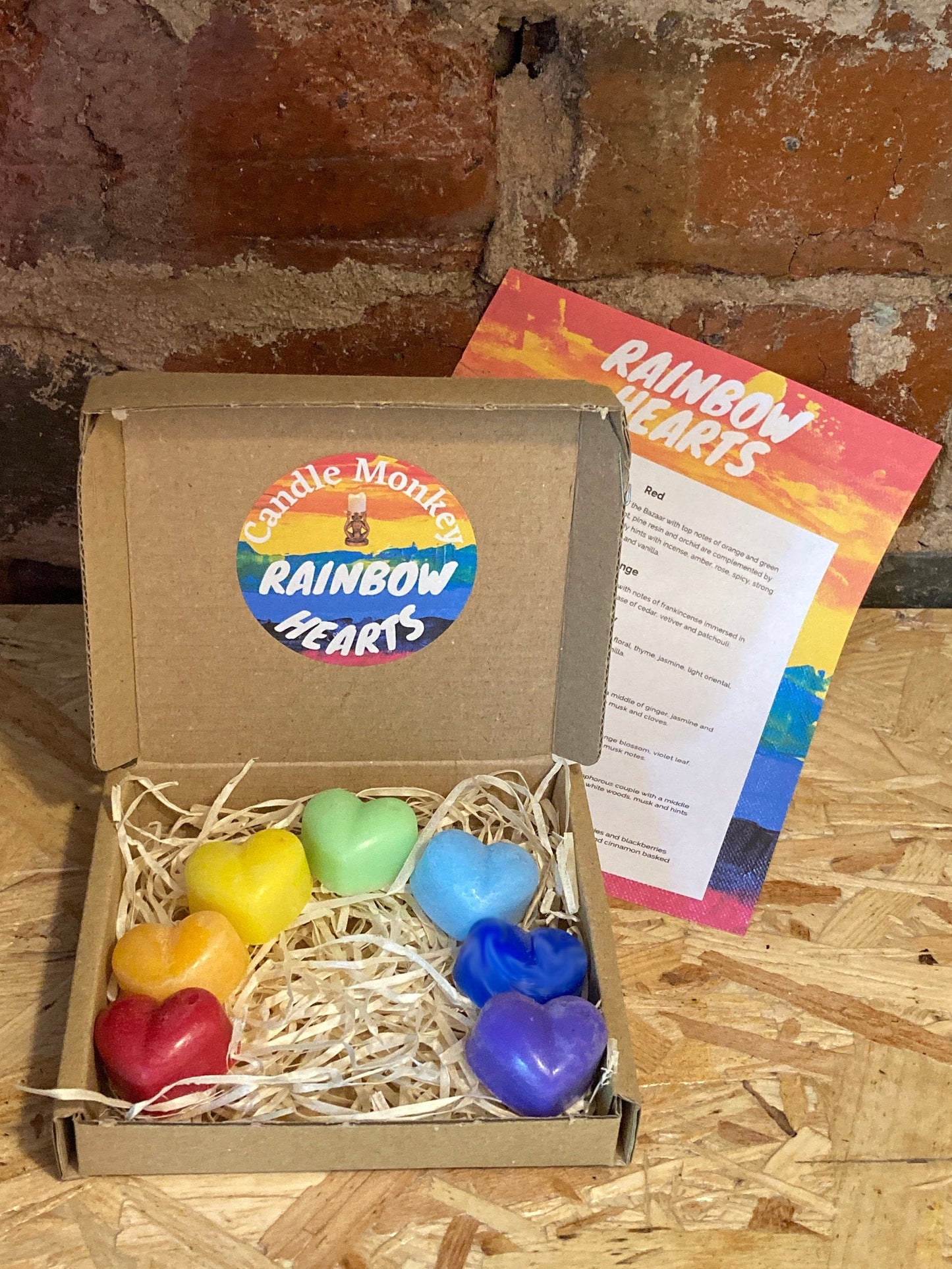 Rainbow Hearts 7 Colour Rainbow LGBTQIA+ Highly Scented 7 Fragrances Wax Melts Box Free UK Post