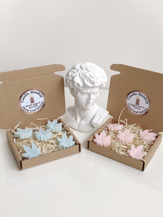 Hemp Leaf Malone Wax Melts Pomegranate Noir, Orange Blossom, Pear & Freesia, Amber, Wood Sage Sea Salt, Lime Basil Mandarin Free UK Post