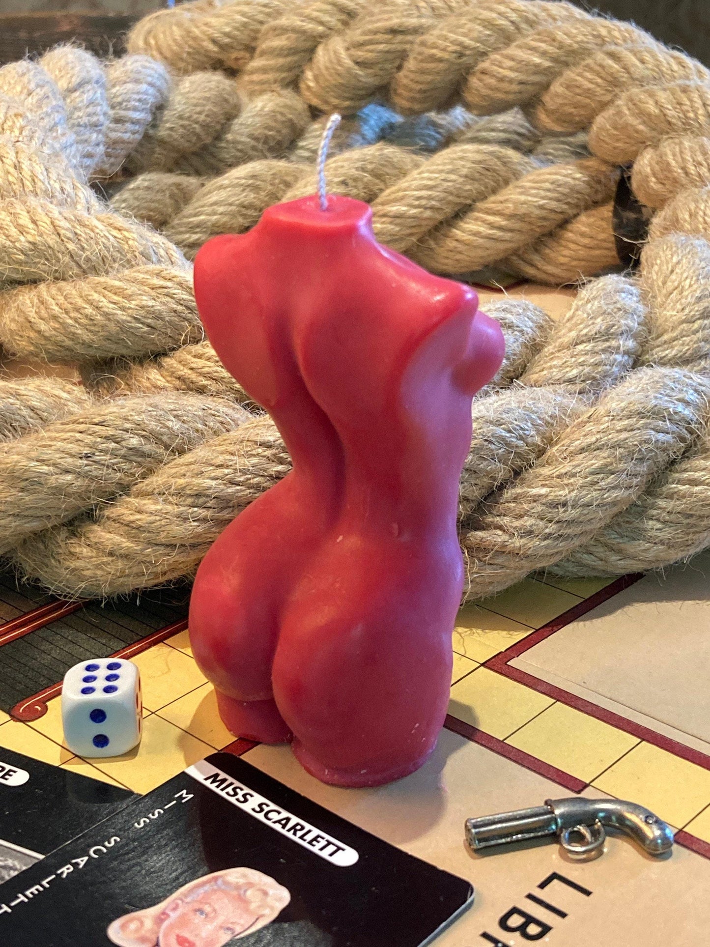 Hand Made Miss Scarlett Femme Fatale Siren Cluedo Seductress Goddess Vamp Woman Sculpture Red Soy Blend Candle Fragrance Choice Free UK Post