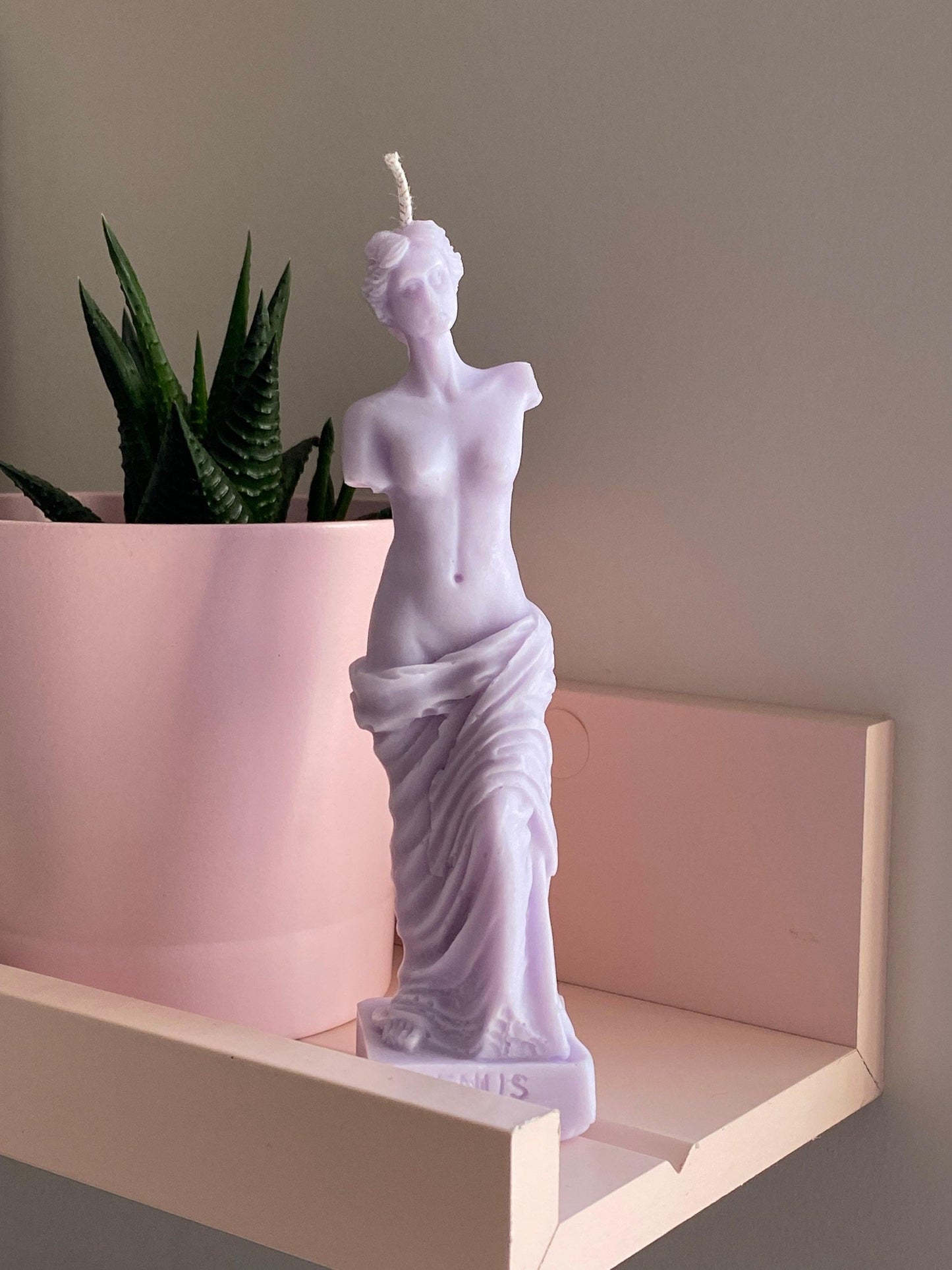 Pastel Pink Venus De Milo Roman Goddess Hand Crafted Candle: 100 Scents, Soy Blend, Natural Cotton Wick. Free UK Postage.