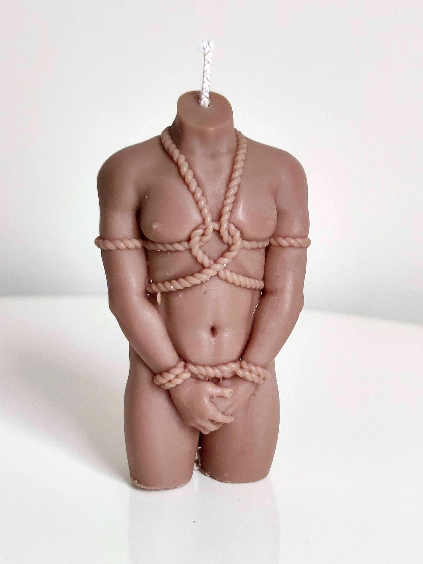 Hot Pink Shibari God Bondage Man Hand Crafted Male Candle: 100 Scents, Soy Blend, Natural Wick, Eco Packaging