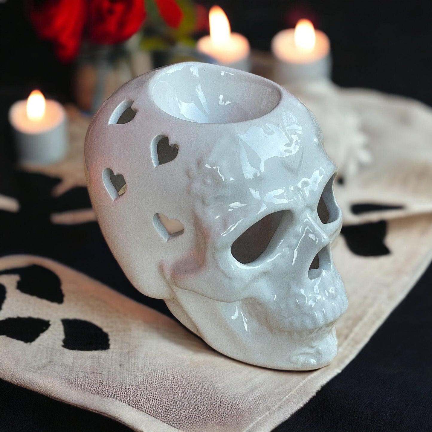 Large White Skull Wax Melt Burner Free Postage to UK