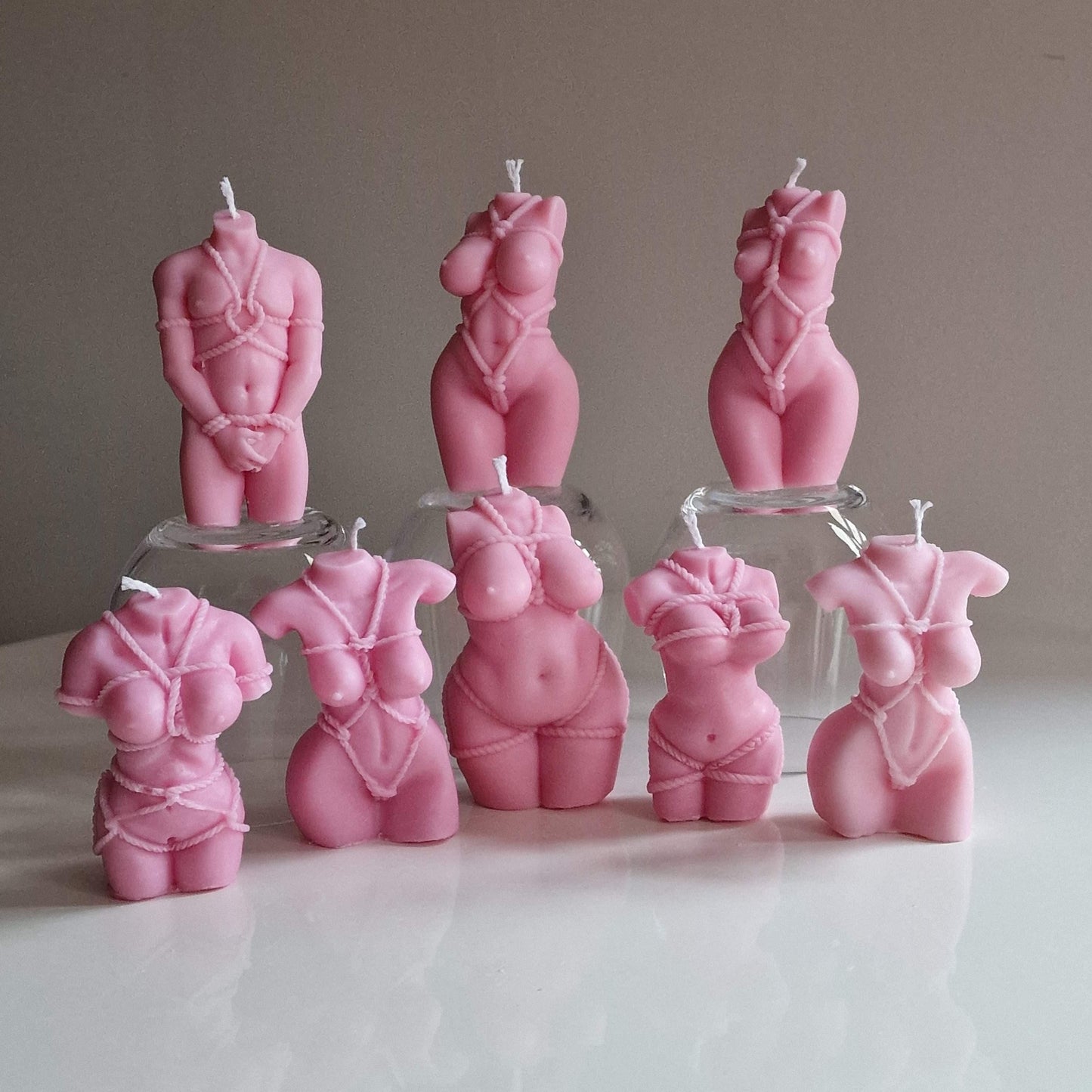 Shibari Bondage God/Goddess Pink Candle Choice Of Fragrance Handmade in Leicestershire Free UK Post