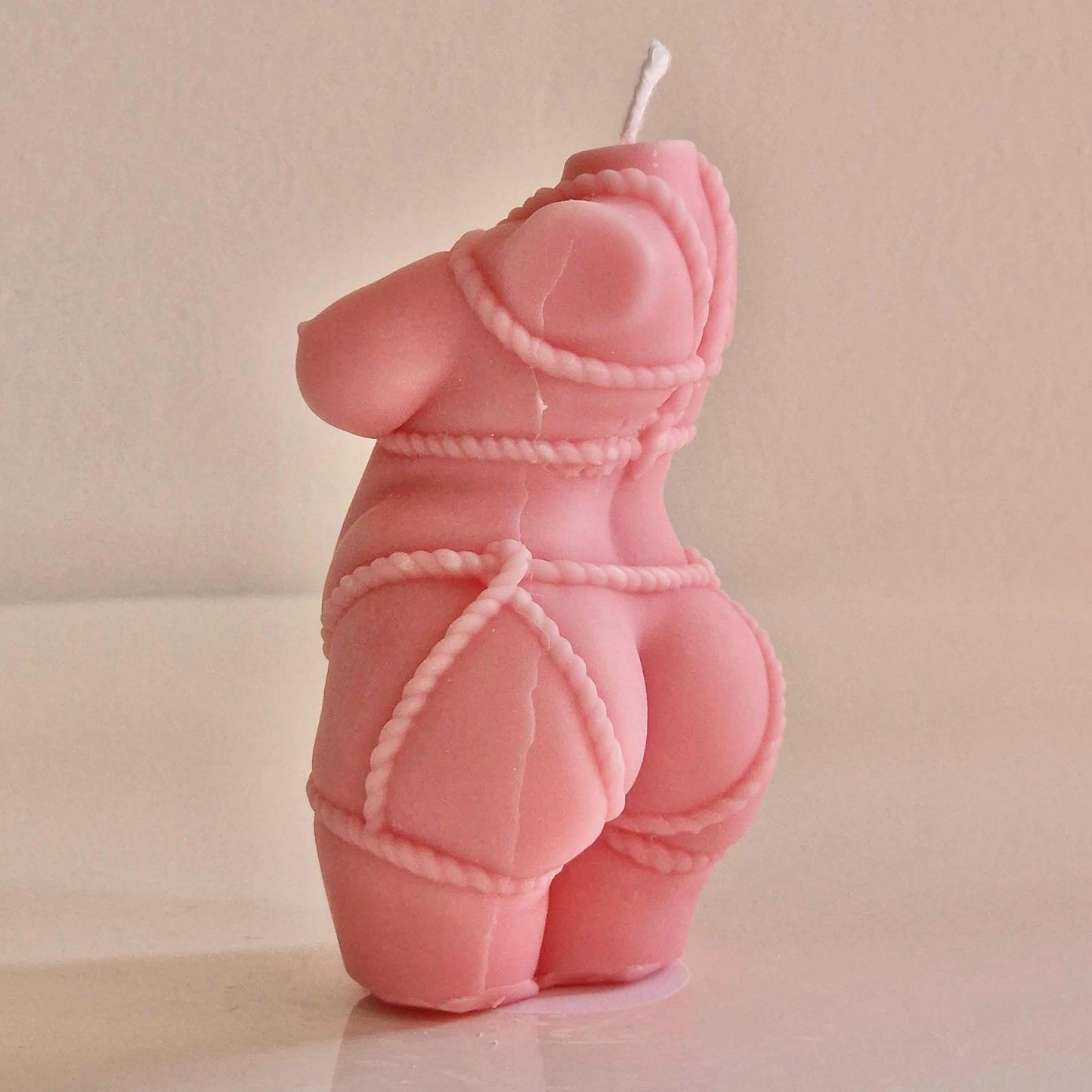 Hand Made Pink Body Curvy Shibari Goddess Sculpture legs Shapely Woman Shibari Romantic Candle Over 100 Fragrances Free UK Post