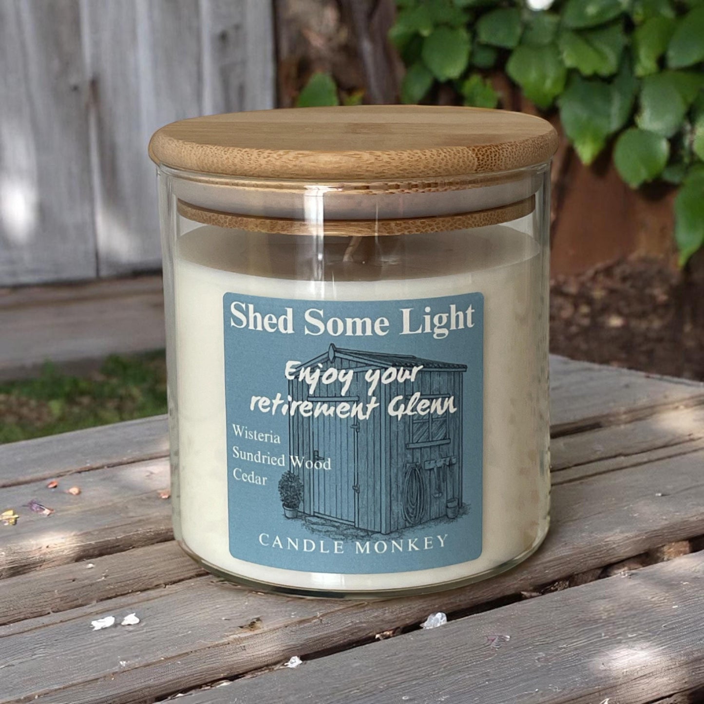 Gardeners Allotment Gift | Personalised Candle Shed Some Light | Old Thymer | Glow Wild | Lavender and Lettuce 40-Hour | 475g