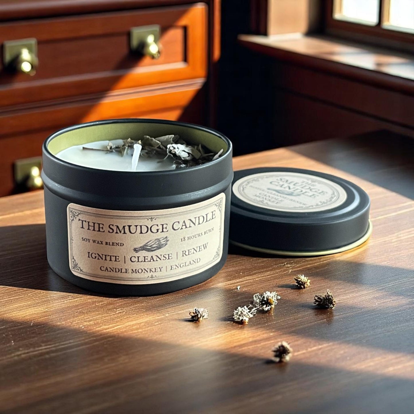 The Smudge Candle – Sage Essential Oils, Soy Wax & Botanicals Cleanse and Calm Your Space with a Natural, Smoke-Free Ritual Free UK Post