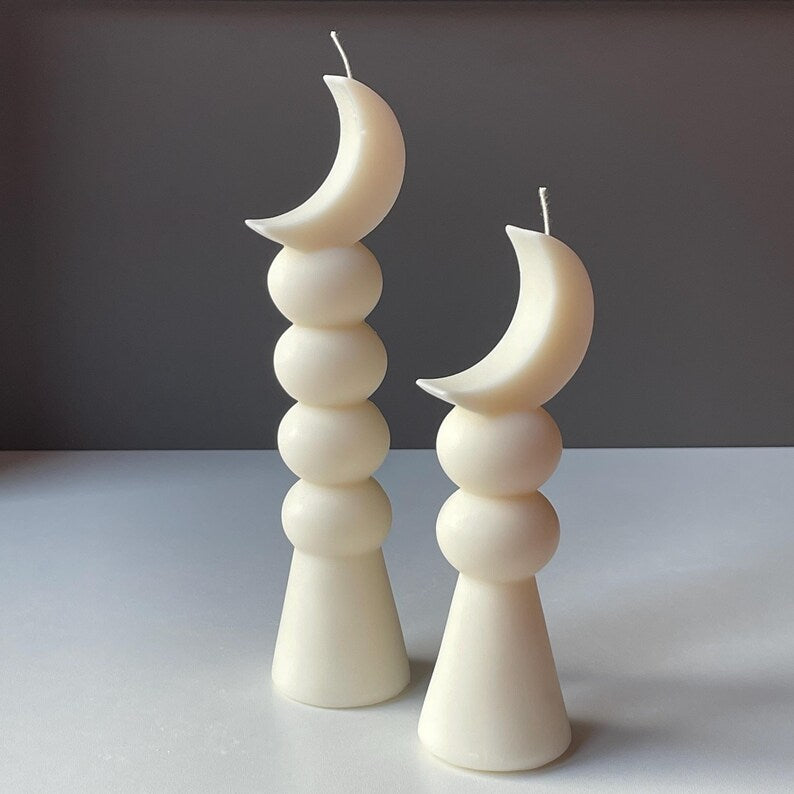 Eid Mubarak Crescent Moon Candle – Eid Table Decoration – Ramadan Decor – Islamic Pillar Candle