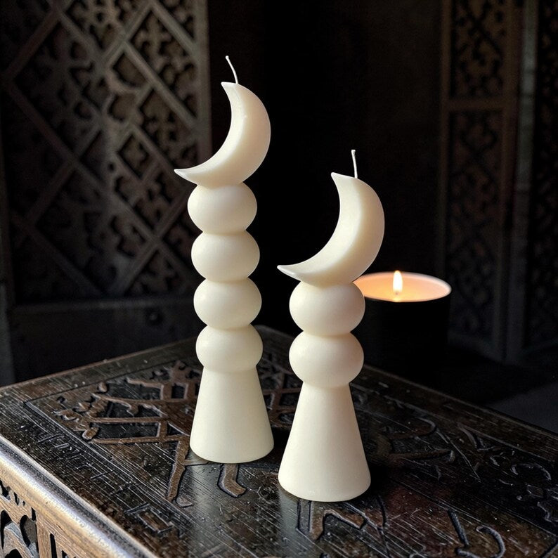 Eid Mubarak Crescent Moon Candle – Eid Table Decoration – Ramadan Decor – Islamic Pillar Candle