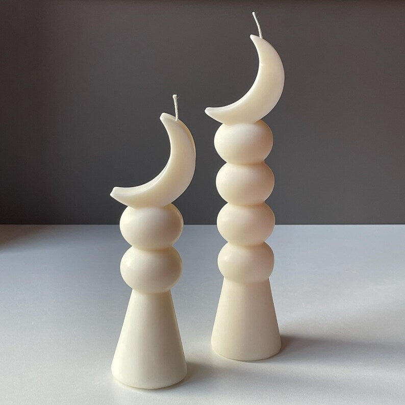 Eid Mubarak Crescent Moon Candle – Eid Table Decoration – Ramadan Decor – Islamic Pillar Candle