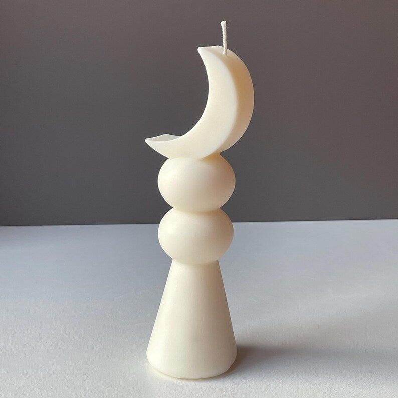 Eid Mubarak Crescent Moon Candle – Eid Table Decoration – Ramadan Decor – Islamic Pillar Candle